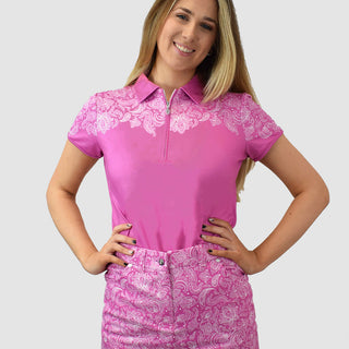 Pure Golf Trinity Cap Sleeve Polo Shirt - Azalea