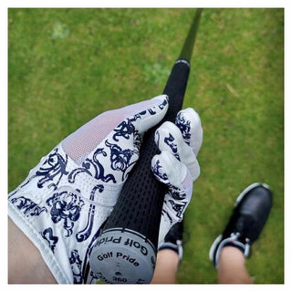 NSCO- Tan Through Synthetic Sun Gloves Floral Gripp - Navy & White