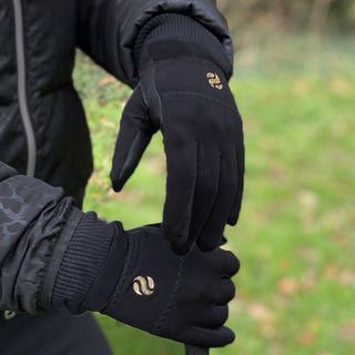 Polar Stretch Pair of Winter Ladies Golf Gloves - Black